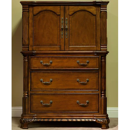 Traditional 9 Drawer Armoire Chest with 2 Doors